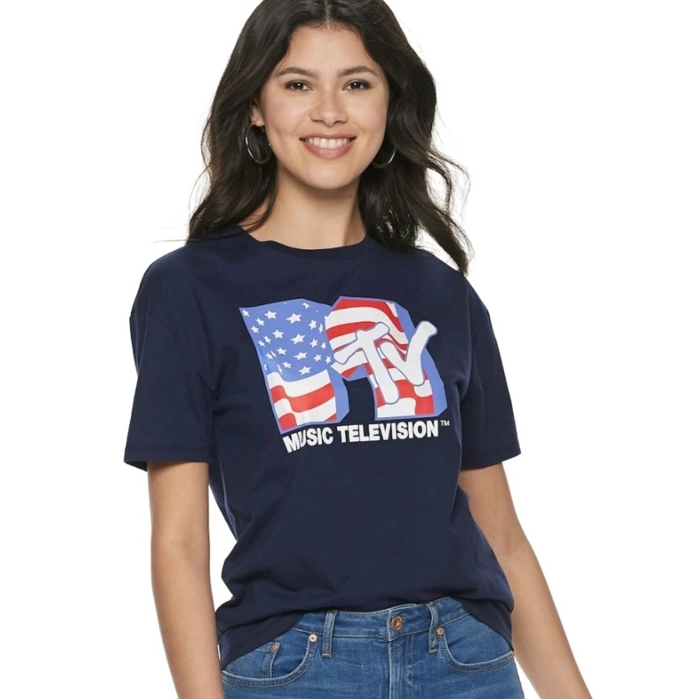 MTV Classic American Flag short sleeve Tshirt